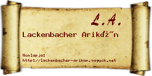 Lackenbacher Arikán névjegykártya